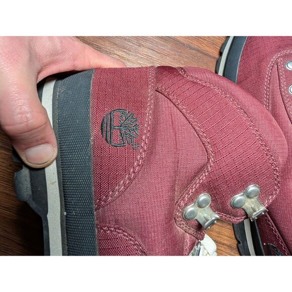 Timberland Men’s Canvas Hiking Boots Burgundy Lace-Up Outdoor Shoes Size 9.5 main image 4